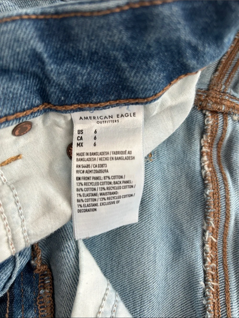 American Eagle Outfitters Light Blue Distressed Denim Jean Shorts
